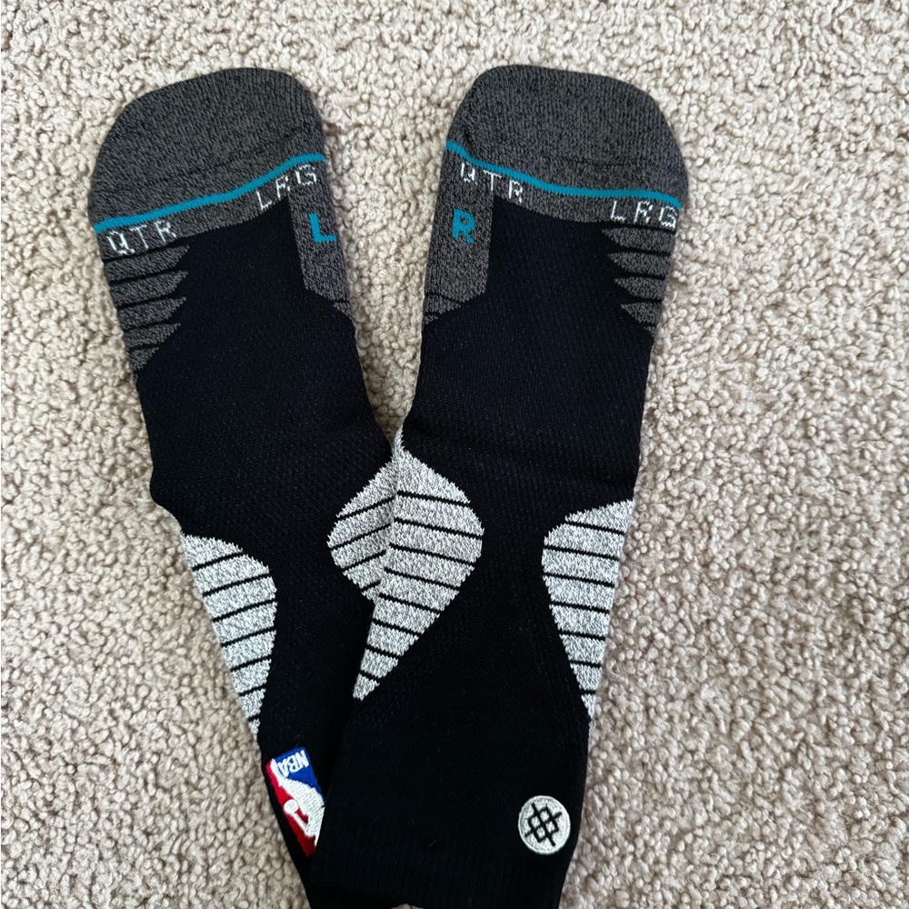 Stance 359 Fusion NBA Men's Basketball Quarter Black Socks, Large, 8-12